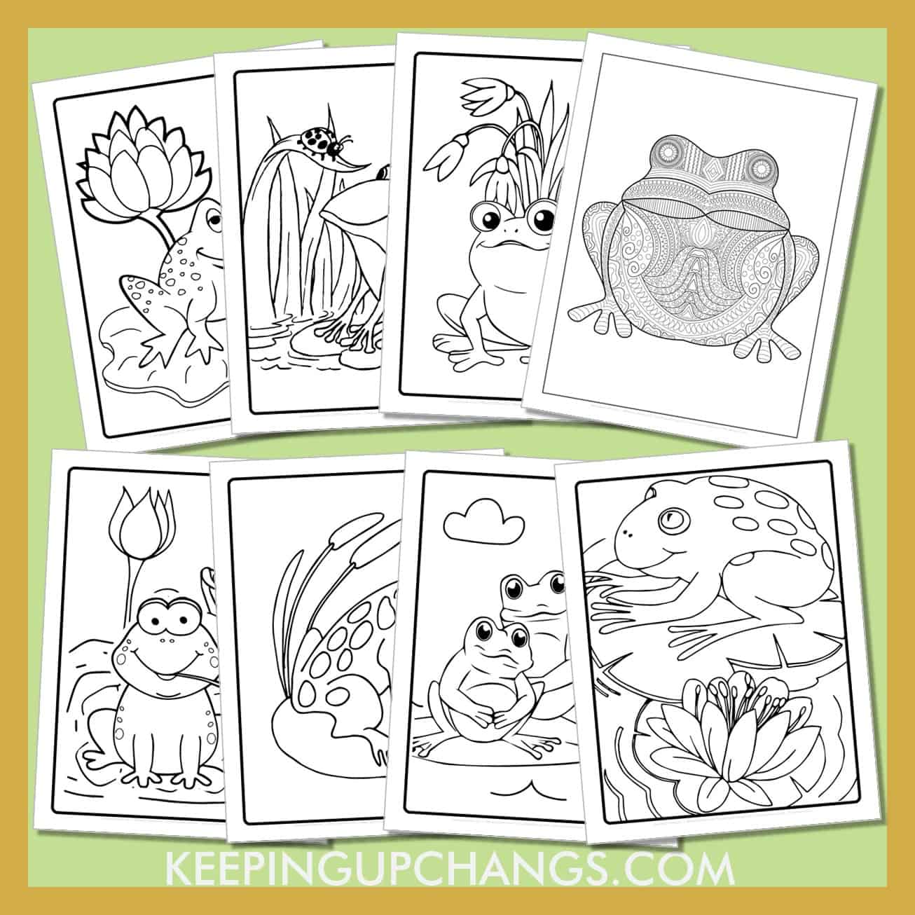 free frog to color for toddlers, kids, adults.