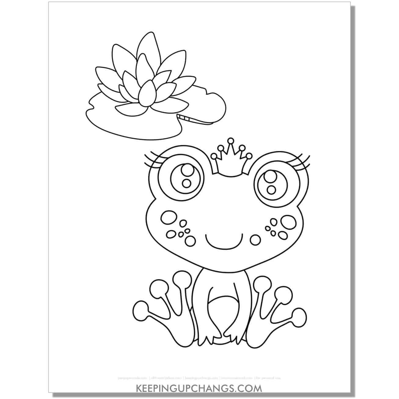 free princess frog coloring page, sheet.