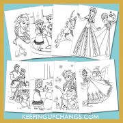 frozen colouring sheets including cute disney princess ice queen elsa, anna, kristoff, olaf, sven and more.