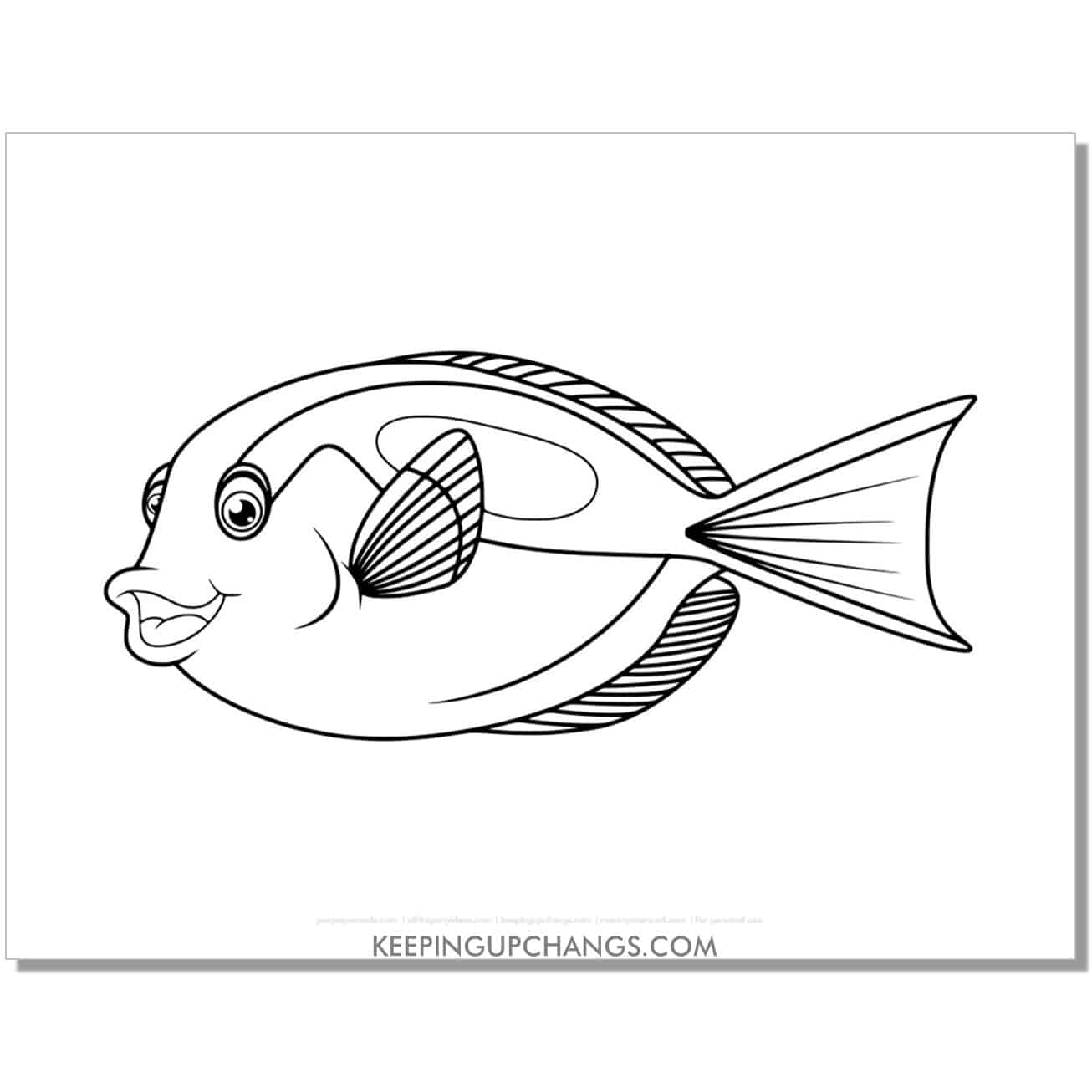 free pretty fish coloring page, sheet.