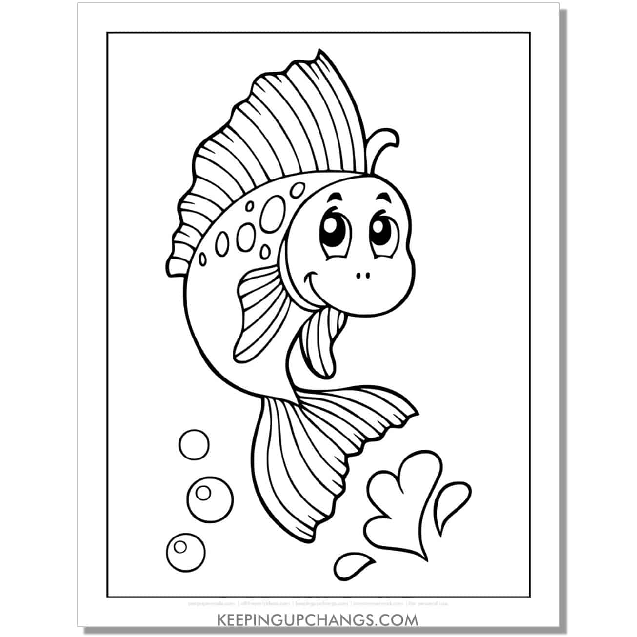 free goldfish splash coloring page, sheet.
