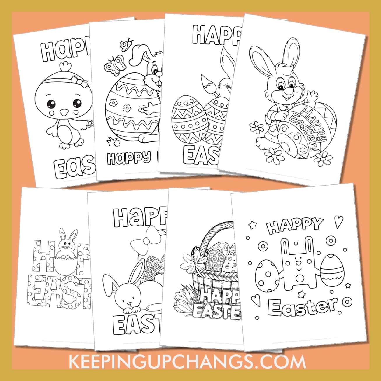 free happy easter pictures to color for toddlers, kids, adults.