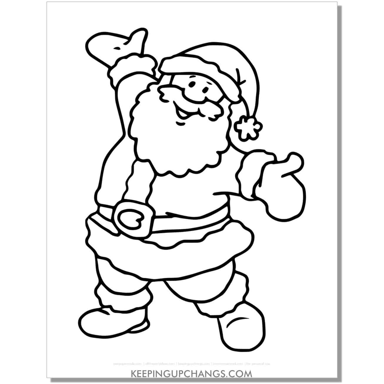 free jolly santa outline, template, cut out, coloring page.