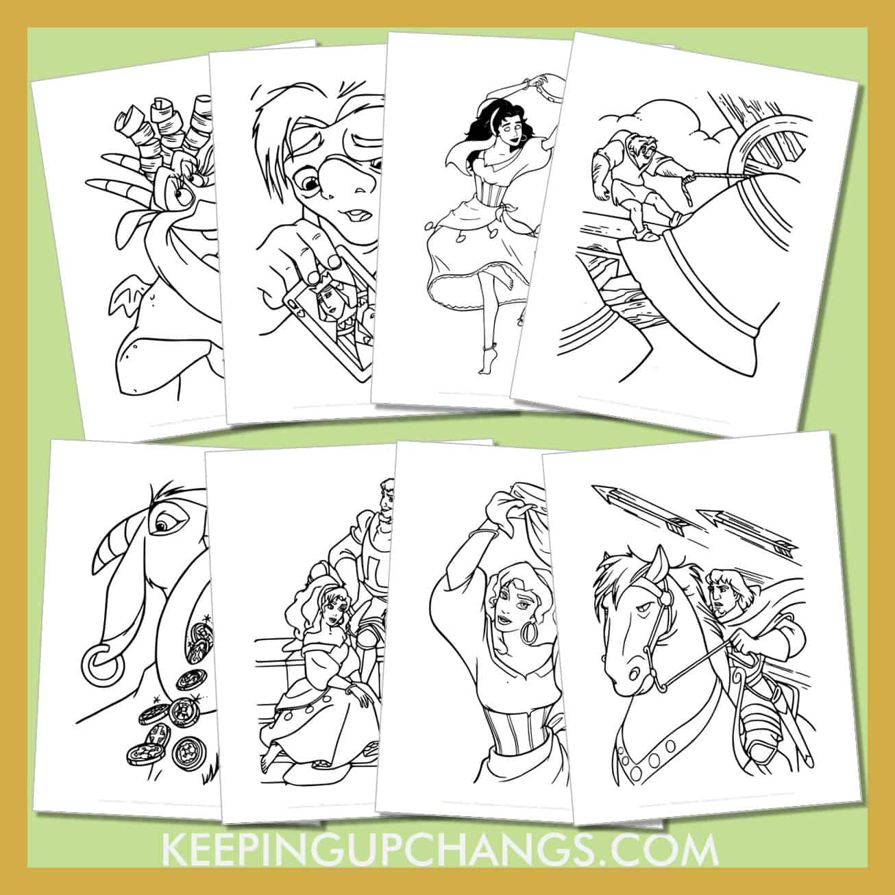free hunchback of notre dame pictures to color for toddlers, kids, adults.