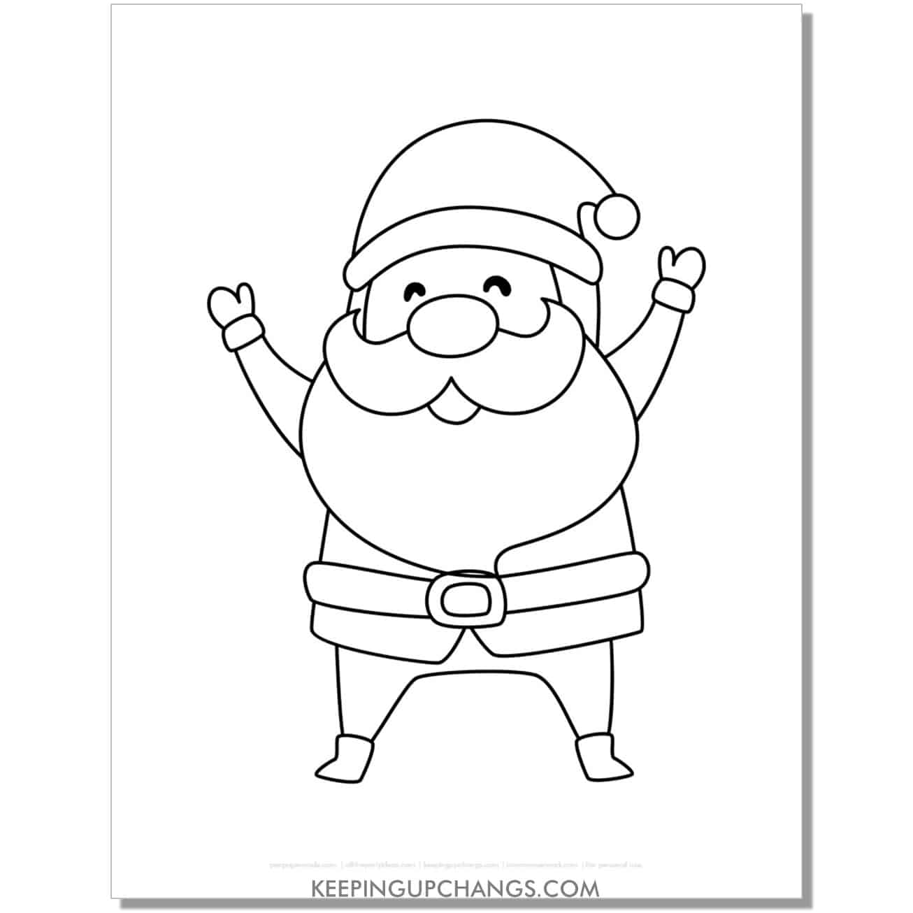 free adorable, happy santa outline, template, cut out, coloring page.