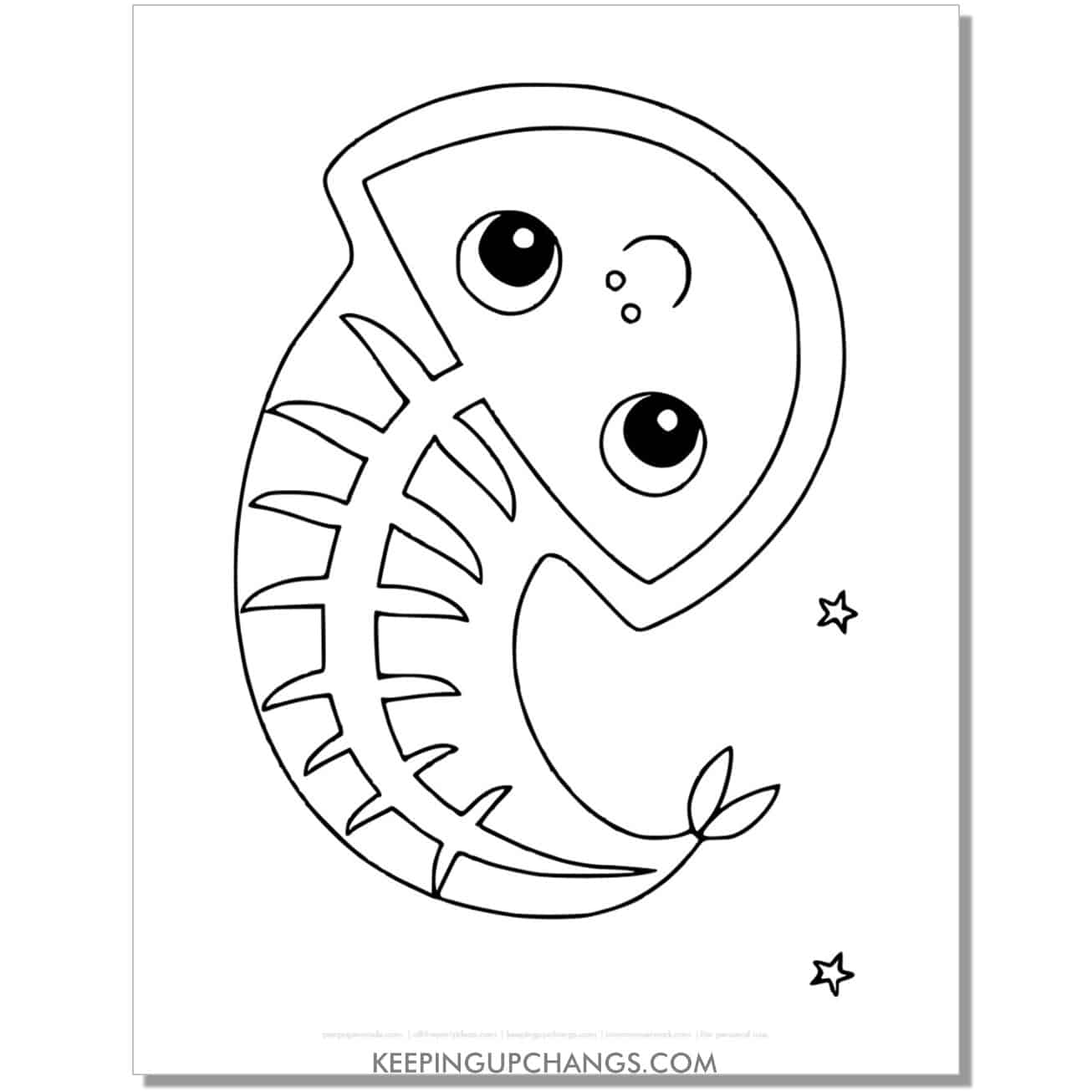 free kawaii x ray fish coloring page, sheet.