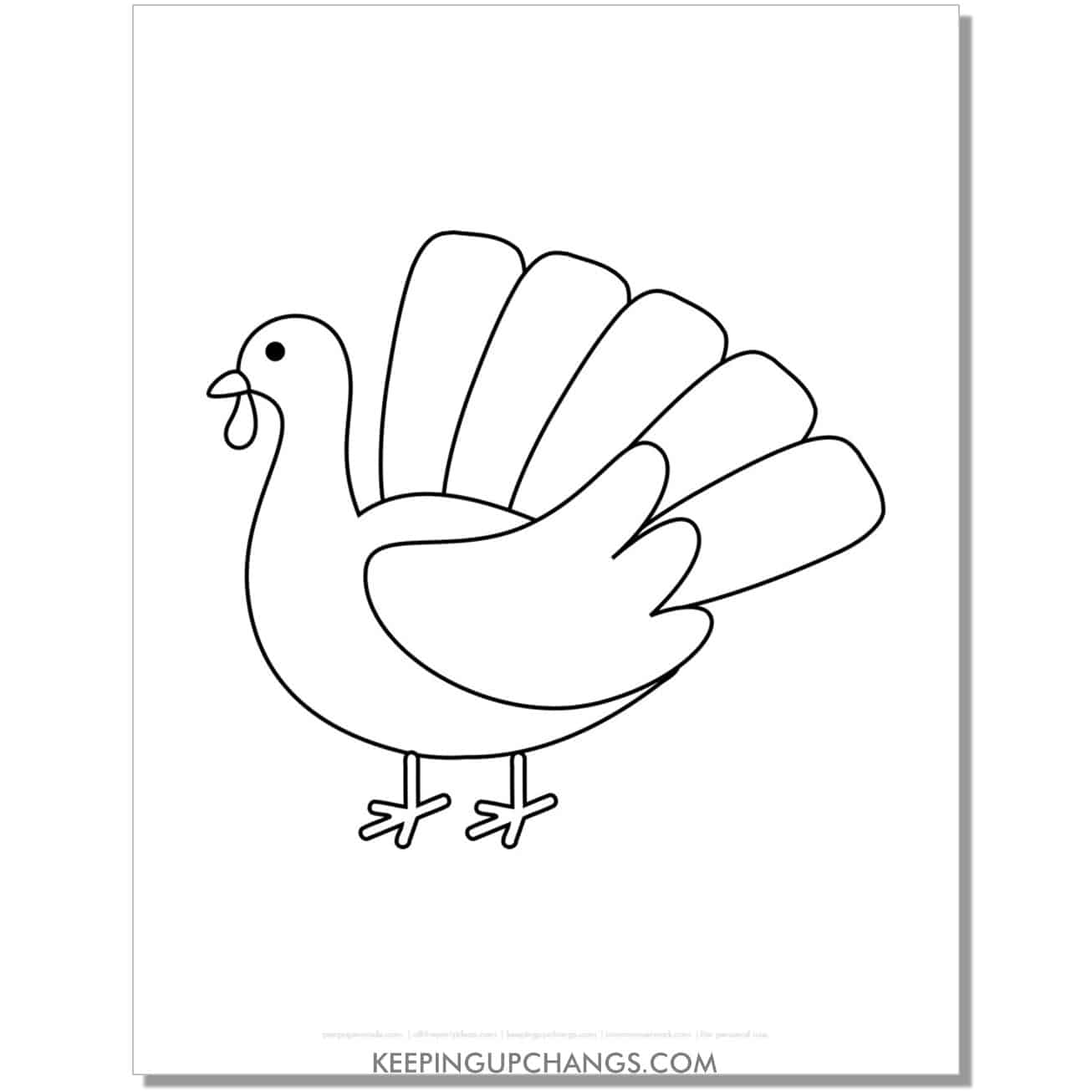 simple side view turkey template for crafts.