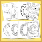 free alphabet letter c to color for toddlers, preschool, kindergarten, to adults.