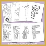 free alphabet letter f to color for toddlers, preschool, kindergarten, to adults.