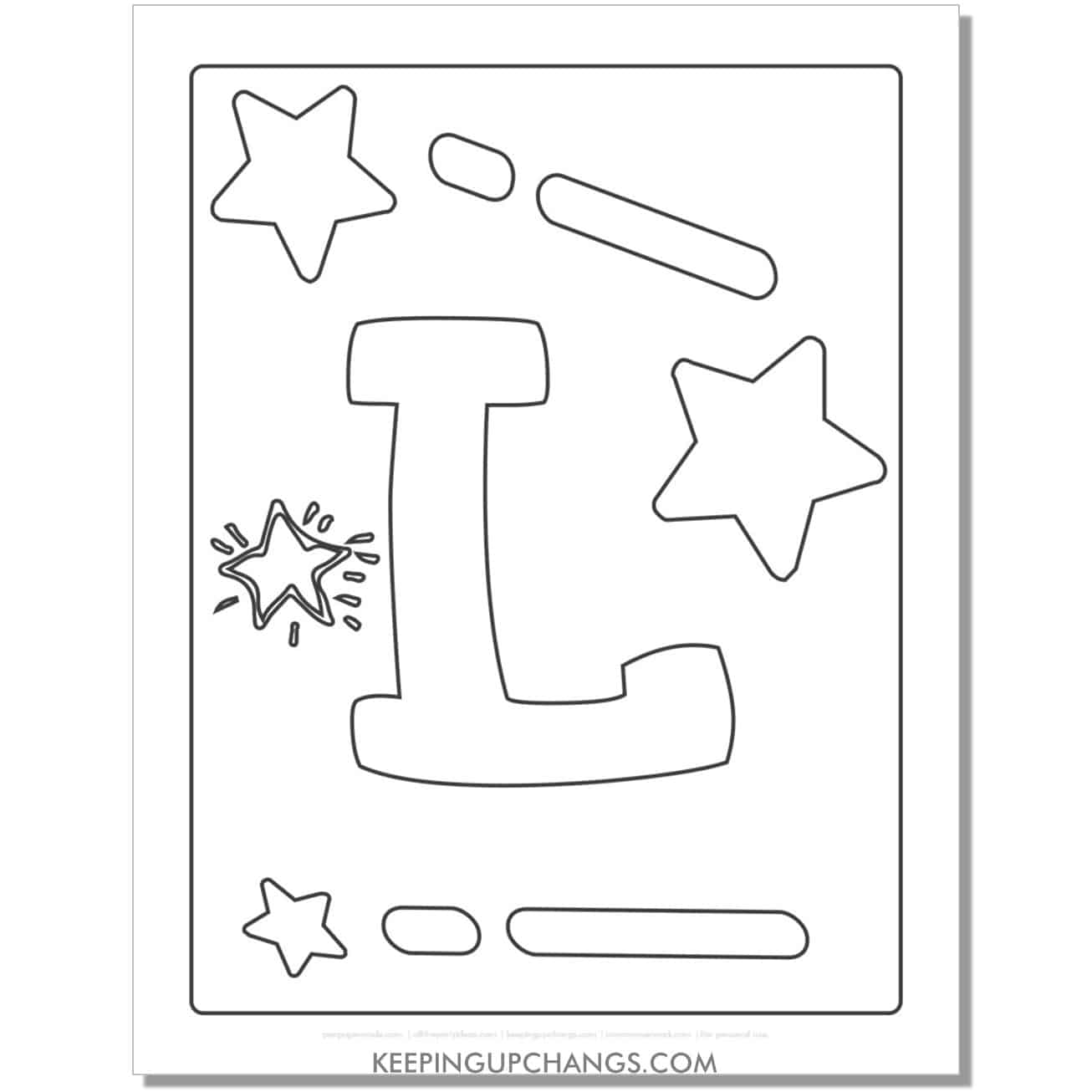 cool letter l to color with stars, space theme.