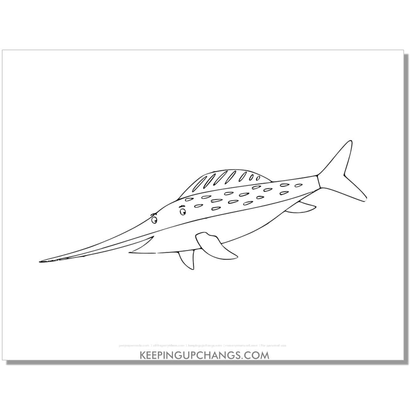 free marlin fish coloring page, sheet.