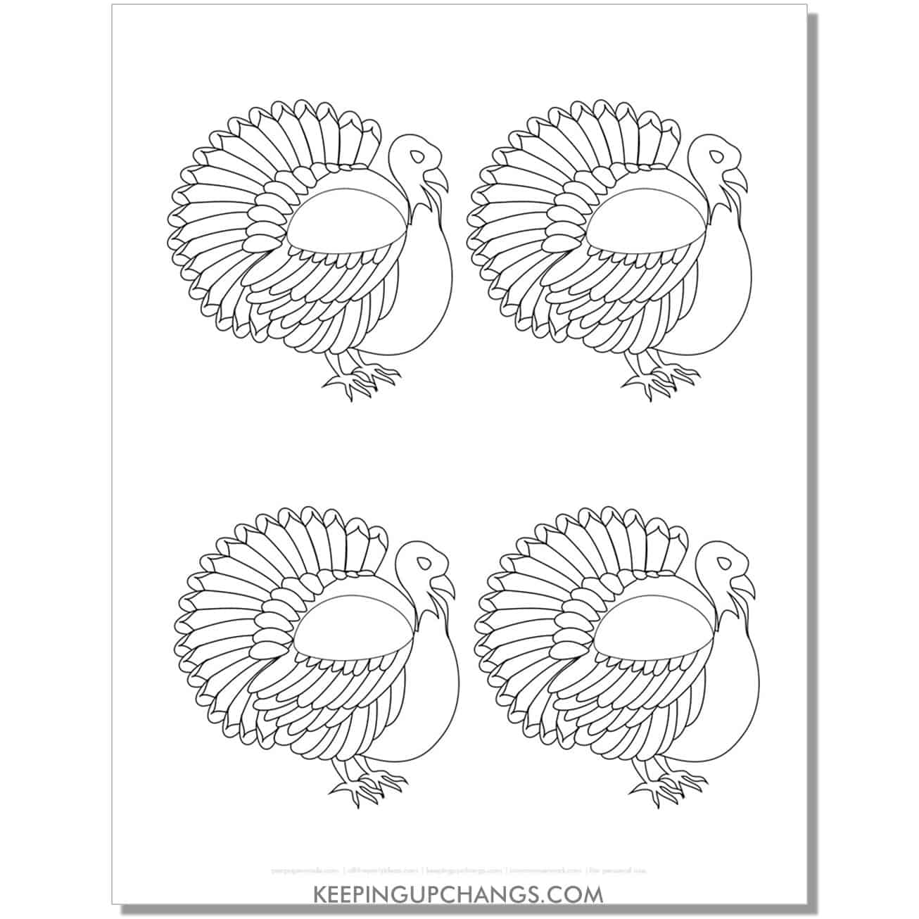 medium detailed turkey template, 4 on a page.