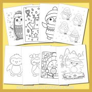 free penguin colouring sheets including cute, easy, simple christmas winter designs and more.