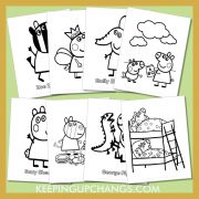 free peppa pig pictures to color for toddlers, kids, adults.