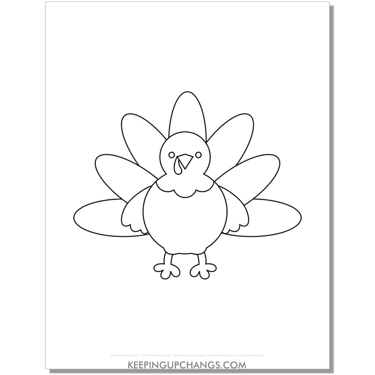 fat turkey with feathers for preschool, kindergarten, toddlers.