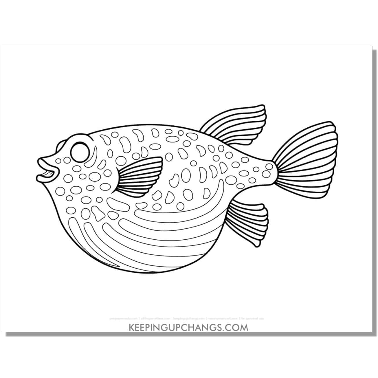 free spotted fish coloring page, sheet.