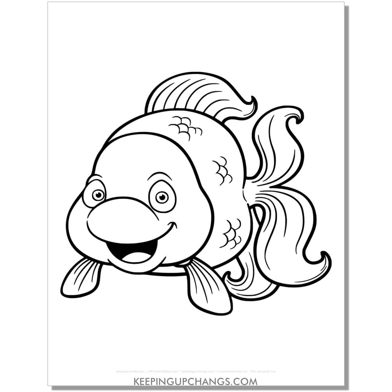 free rainbow fish coloring page, sheet.