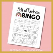 kindness bingo with fun activities to pay it forward.