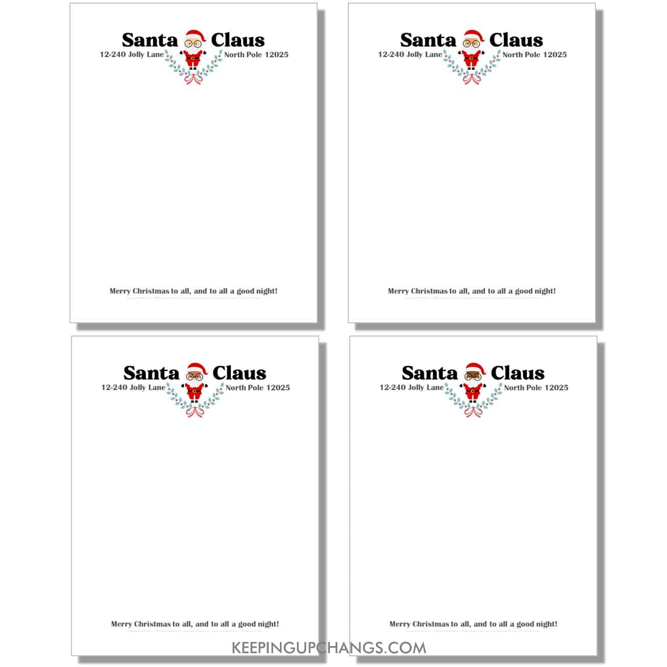 free cute santa claus clipart for different races santa letterhead blank template.