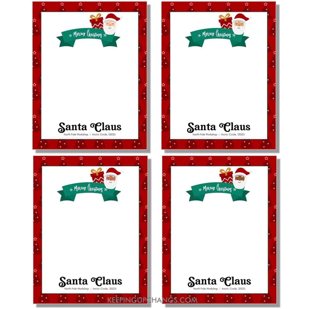 free fun santa claus clip art with merry christmas banner santa letterhead blank template.