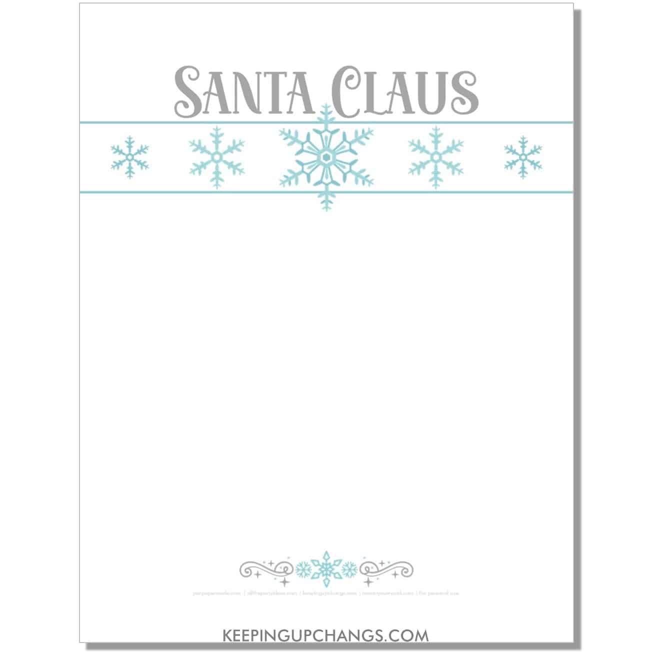 free winter snowflake santa letterhead blank template.