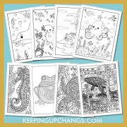 free sea animals to color for toddlers, kids, adults.