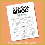 self care bingo with fun activities for positivity and mental wellness.