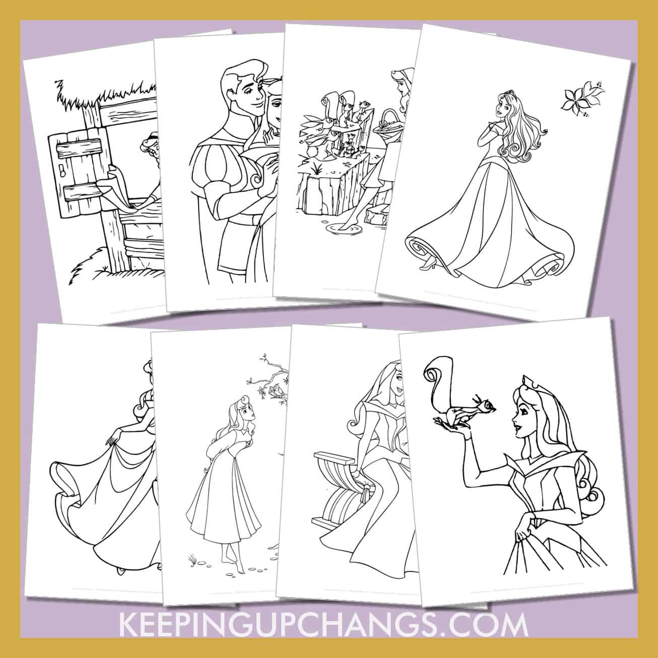 free sleeping beauty pictures to color for toddlers, kids, adults.
