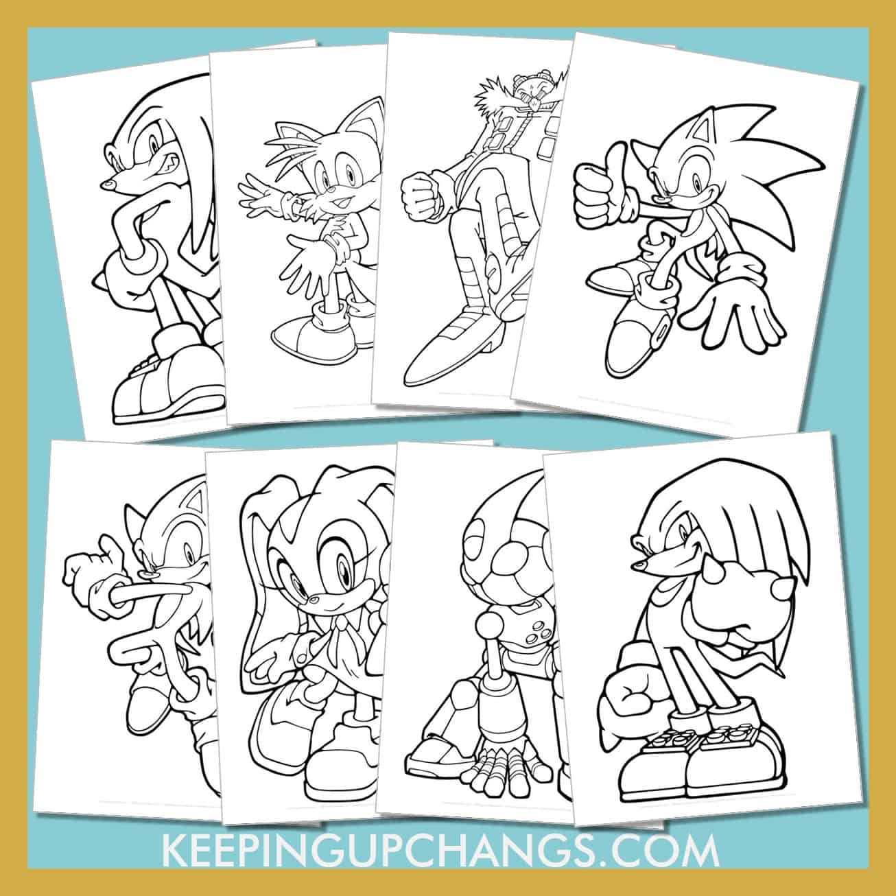 sonic colouring sheets including classic hedgehog, shadow, supersonic, blaze, tails and more.