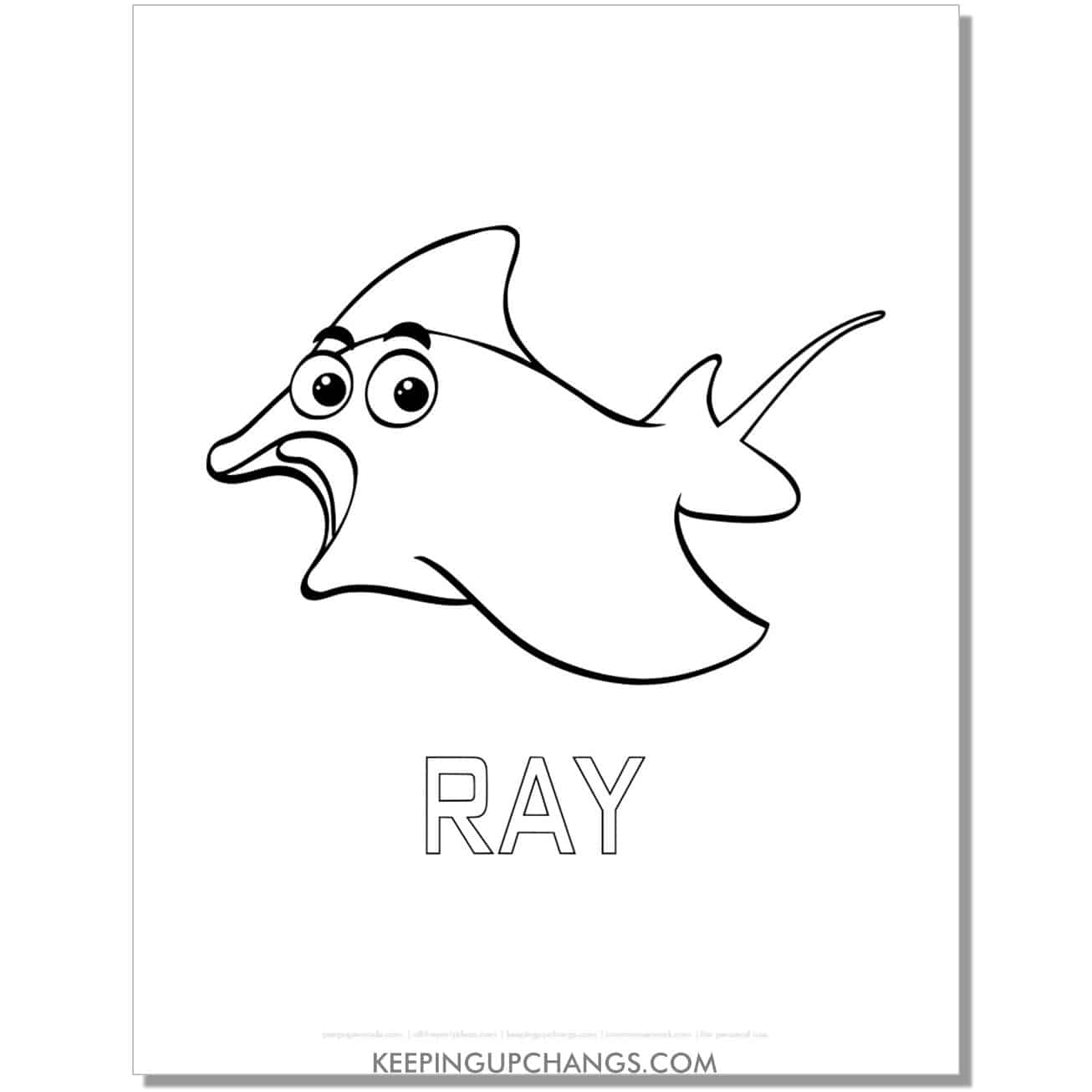 free manta ray coloring page, sheet.