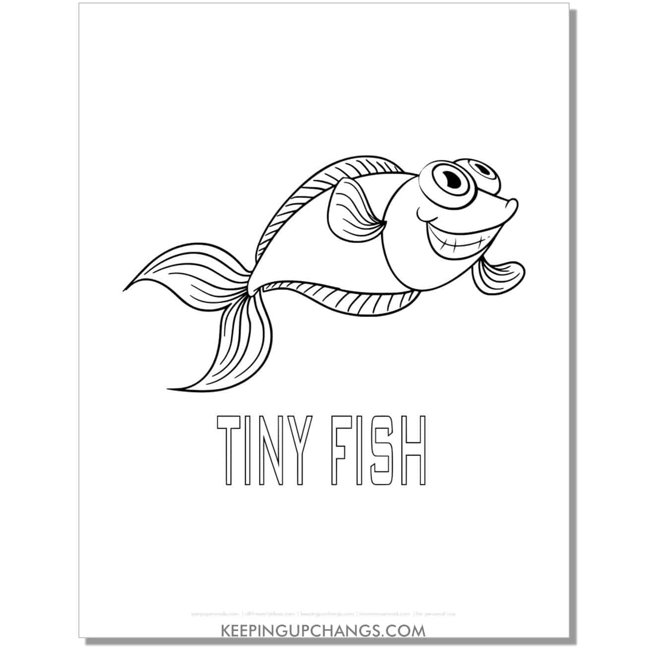 free tiny fish coloring page, sheet.
