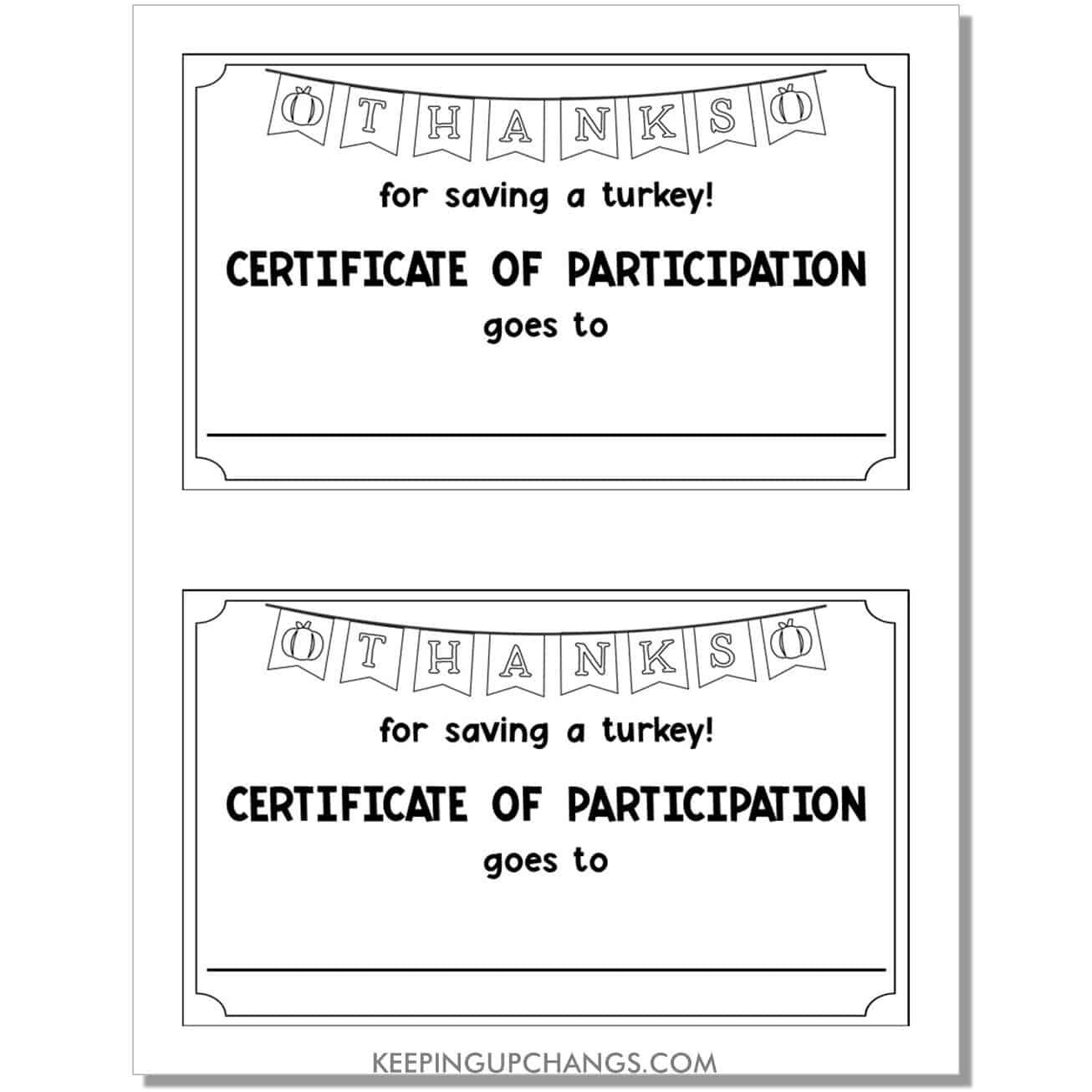 hide tom turkey disguise certificate of participation.