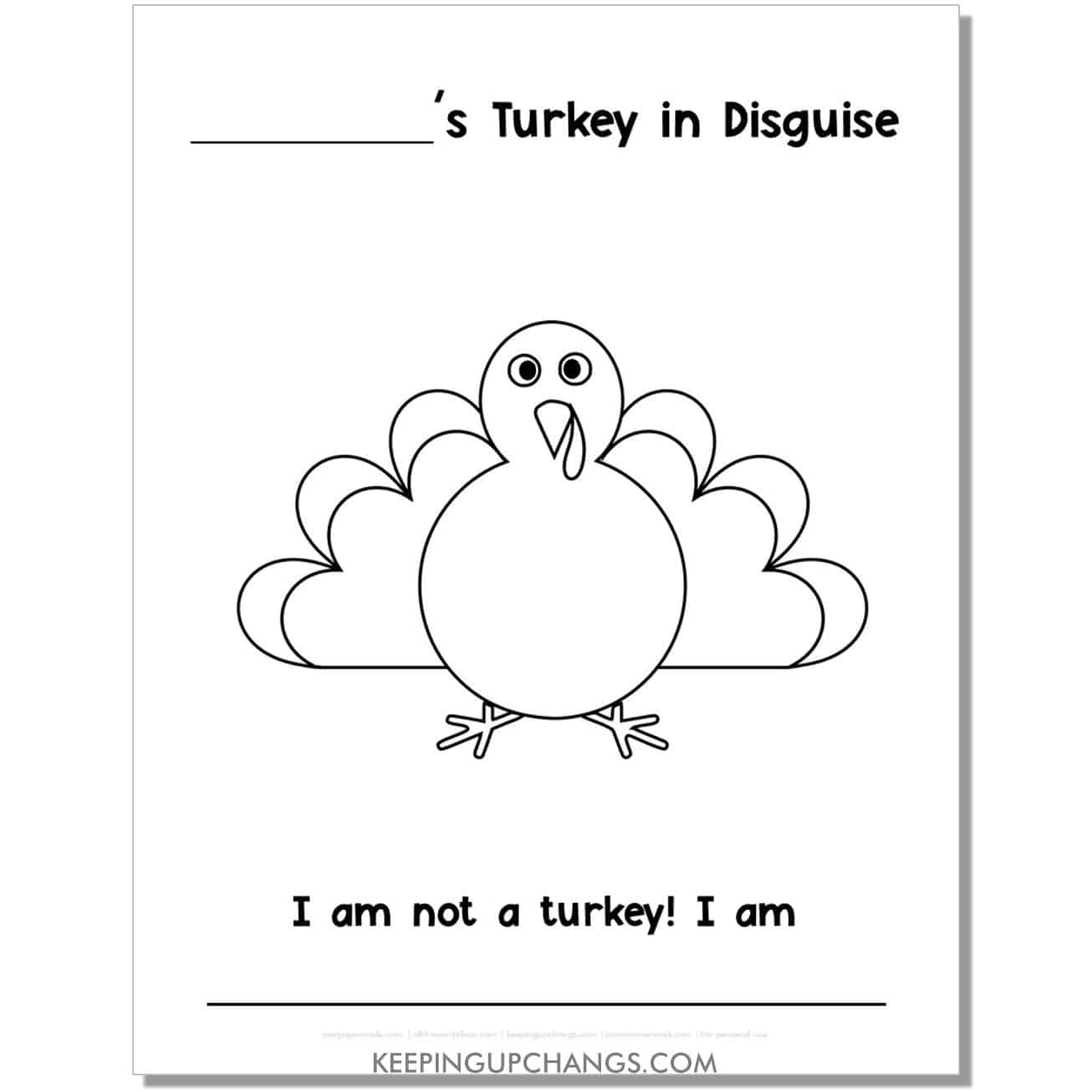 free turkey disguise project template with easy, simple turkey.