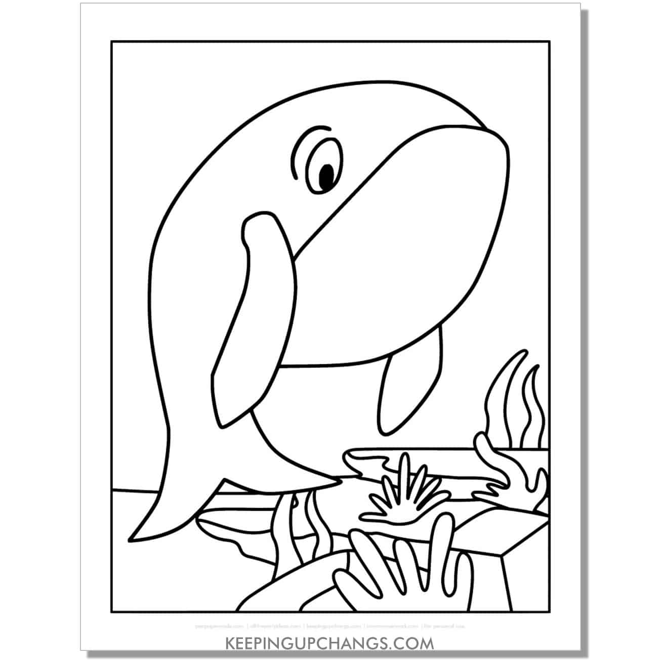 free easy sperm whale coloring page, sheet.